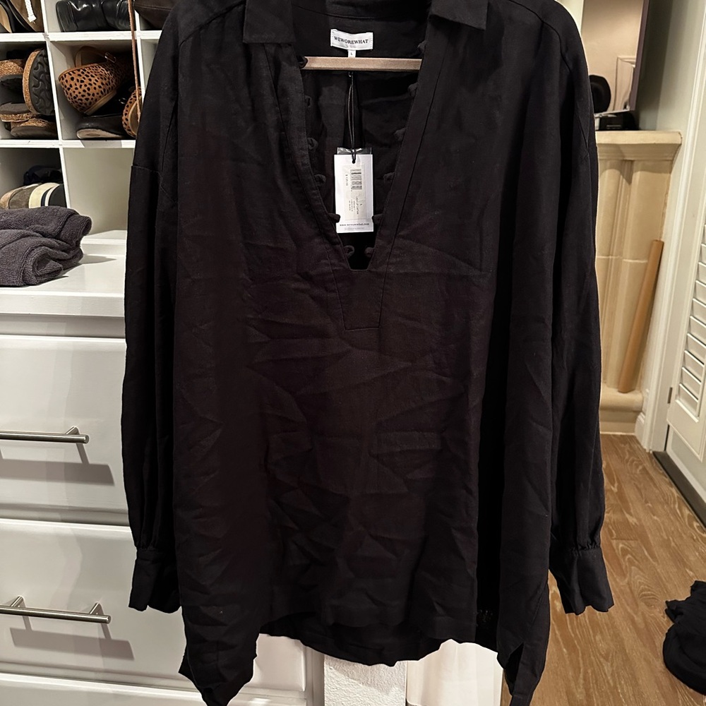 WeWoreWhat Black V-Neck Caftan